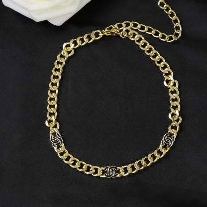 [Aura Jewels]Thick Curb Chain with White Enamel