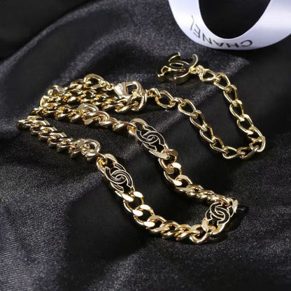[Aura Jewels]Thick Curb Chain with White Enamel