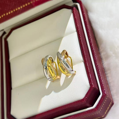 ¡®Aura Jewels¡¯Classic Interlocking Three-Tone Gold Earrings