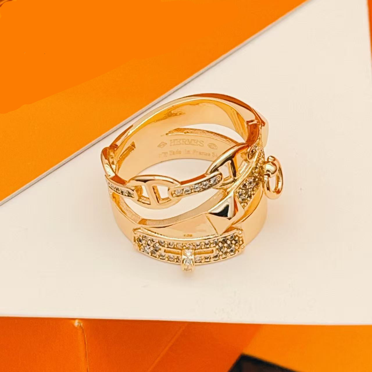 ¡®Aura Jewels¡-Three-Ring Pig-Nose Ring with Diamond Inlays