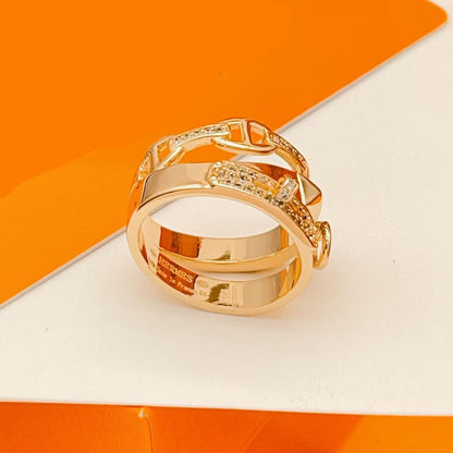 ¡®Aura Jewels¡-Three-Ring Pig-Nose Ring with Diamond Inlays
