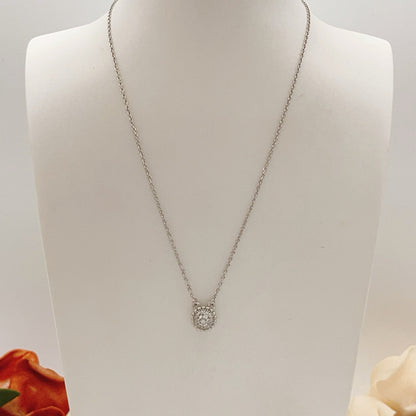 [Aura Jewels] Round Beaded Border Diamond Stud necklace