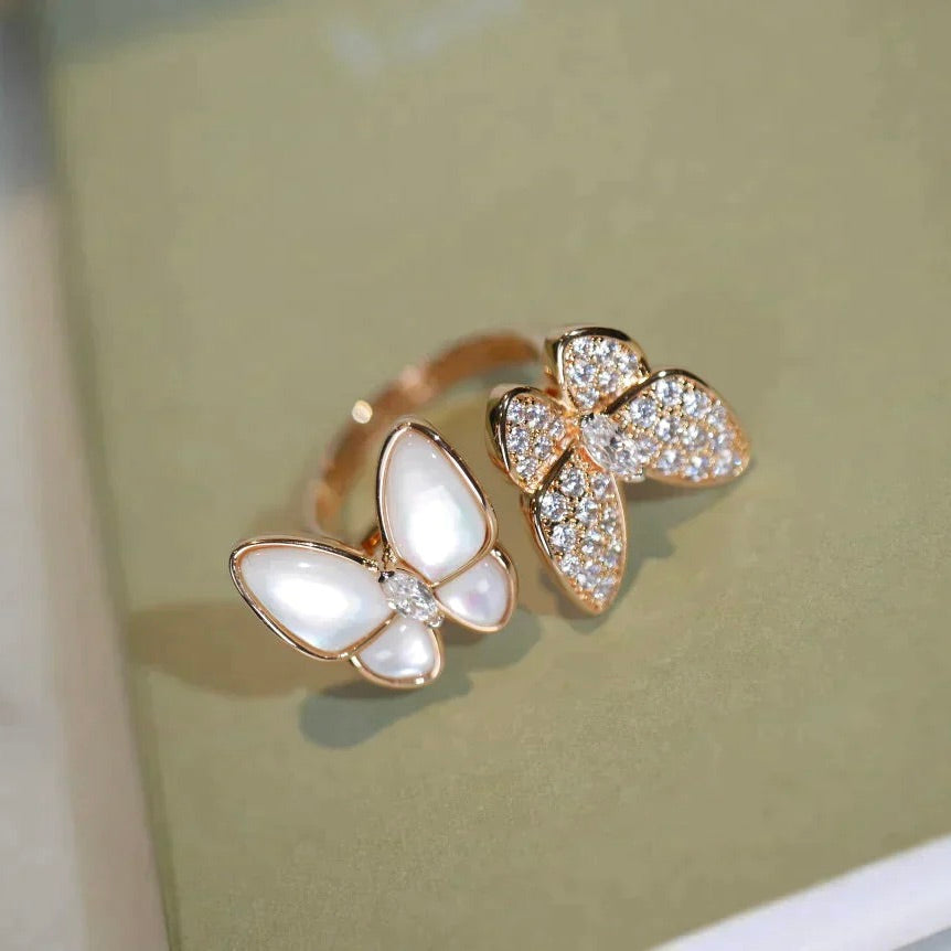 ¡®Aura Jewels¡¯TWIN BUTTERFLY DIAMOND MOP RING