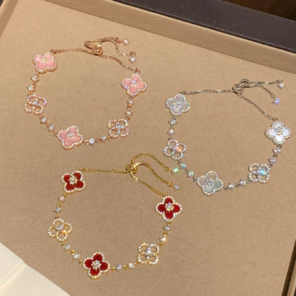 [Aura Jewels] CLOVER 5 MOTIF PINK BLUE RED WHITE BRACELET