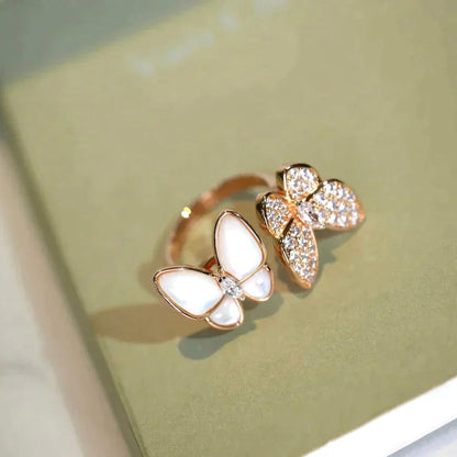 ¡®Aura Jewels¡¯TWIN BUTTERFLY DIAMOND MOP RING