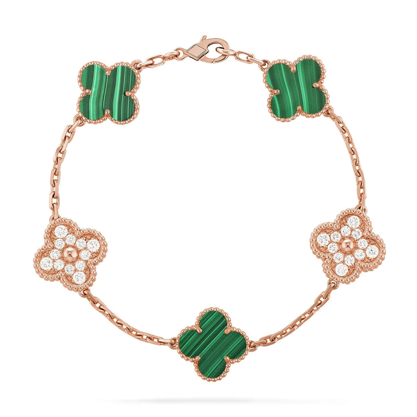 [Aura Jewels]New  CLOVER 5 MOTIF MALACHITE BRACELET COLLECTION