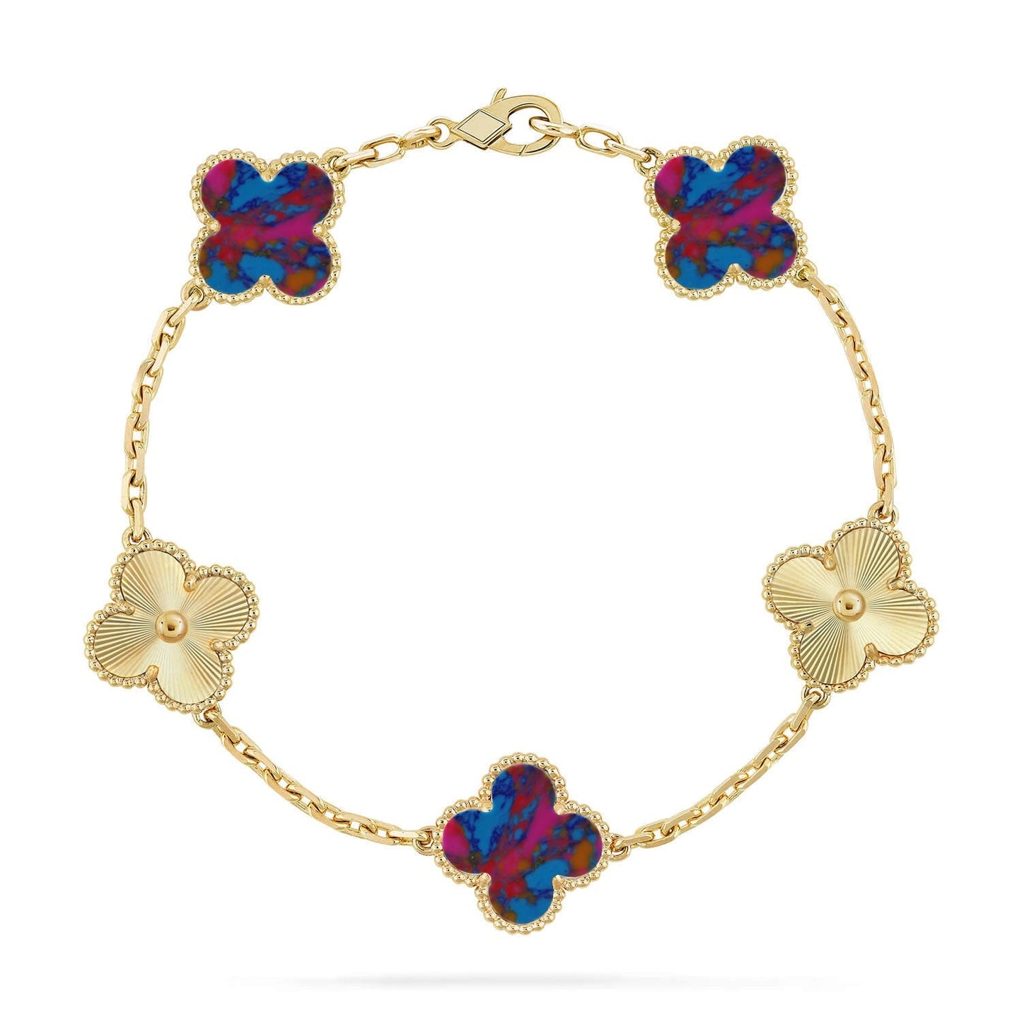 [Aura Jewels]New CLOVER 5 MOTIF COLOR GEMSTONES BRACELET COLLECTION