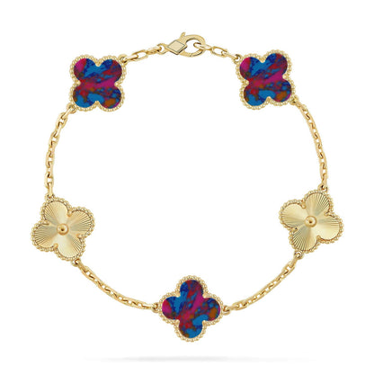 [Aura Jewels]New CLOVER 5 MOTIF COLOR GEMSTONES BRACELET COLLECTION