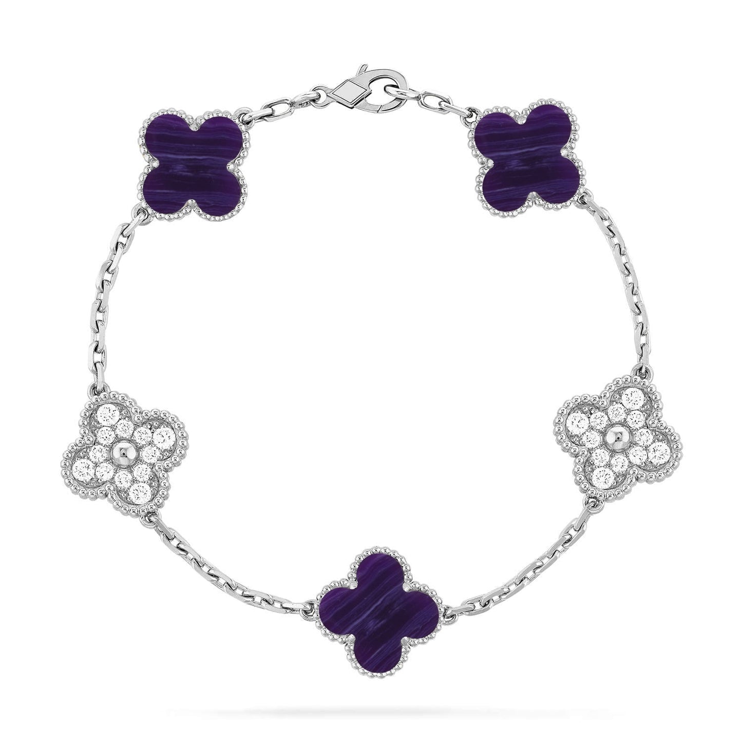 [Aura Jewels]New CLOVER 5 MOTIF PURPLE STRIPES BRACELET COLLECTION