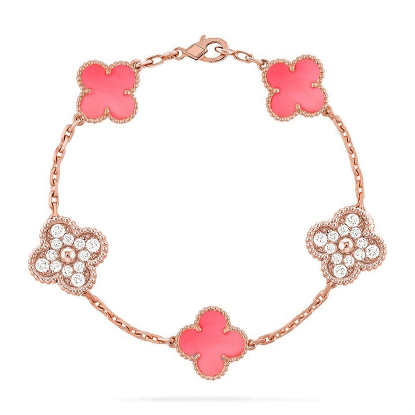 [Aura Jewels]New  CLOVER 5 MOTIFS  PINK MOP BRACELET COLLECTION