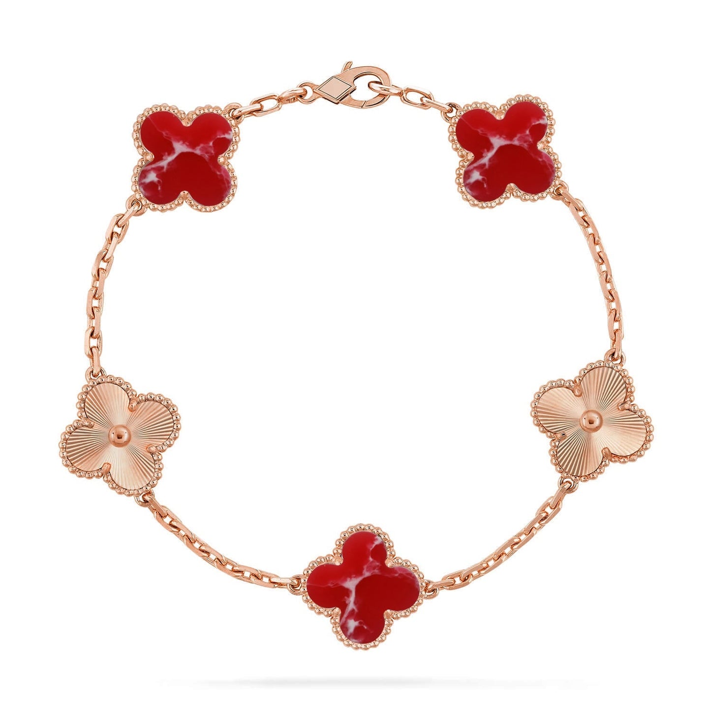 [Aura Jewels]New CLOVER 5 MOTIF RED PATTERN BRACELET COLLECTION