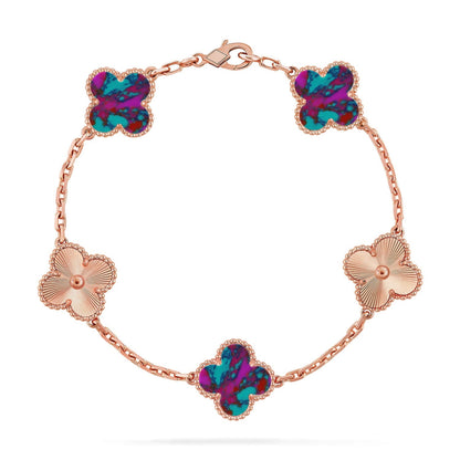 [Aura Jewels]New CLOVER 5 MOTIF COLOR GEMSTONES BRACELET COLLECTION