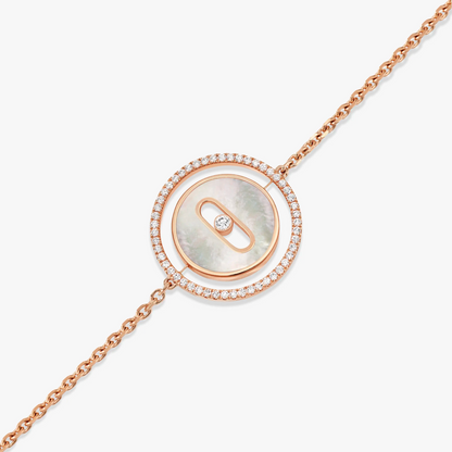 [Aura Jewels]LUCKY MOVE WHITE MOTHER OF PEARL PINK GOLD DIAMOND BRACELET