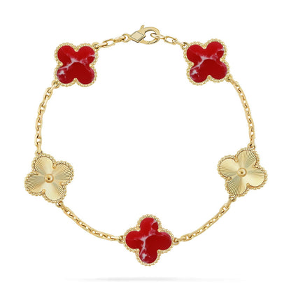 [Aura Jewels]New CLOVER 5 MOTIF RED PATTERN BRACELET COLLECTION