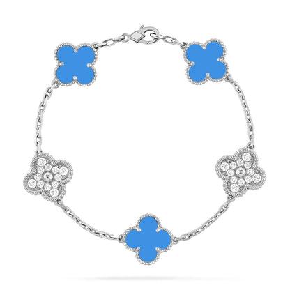 [Aura Jewels]New CLOVER 5 MOTIF BLUE AGATE BRACELET COLLECTION