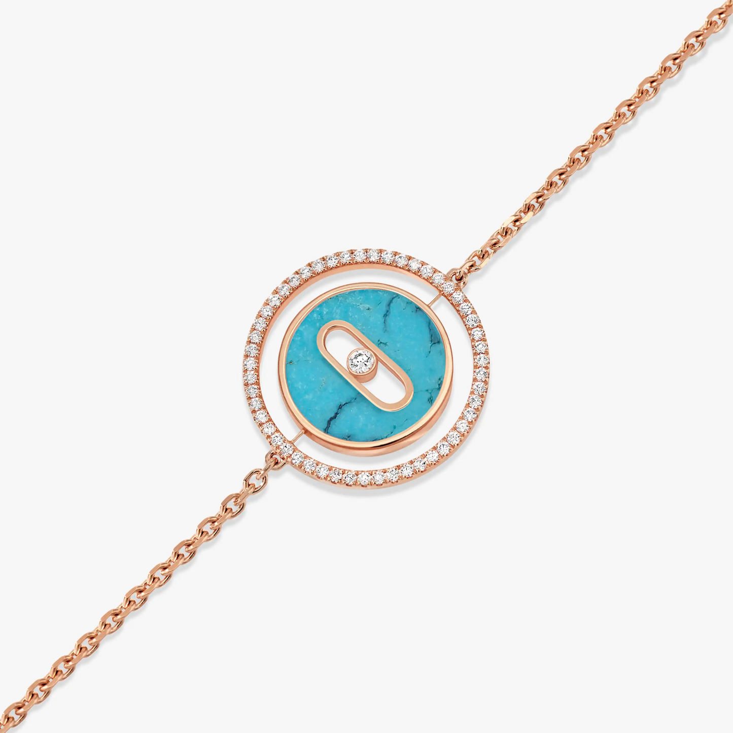 [Aura Jewels]LUCKY MOVE TURQUOISE PINK GOLD DIAMOND BRACELET