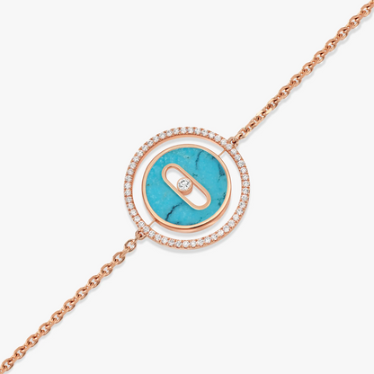 [Aura Jewels]LUCKY MOVE TURQUOISE PINK GOLD DIAMOND BRACELET