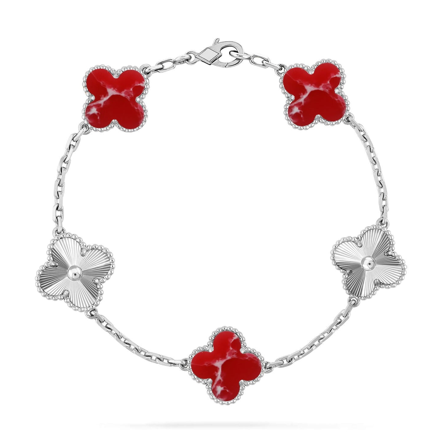 [Aura Jewels]New CLOVER 5 MOTIF RED PATTERN BRACELET COLLECTION