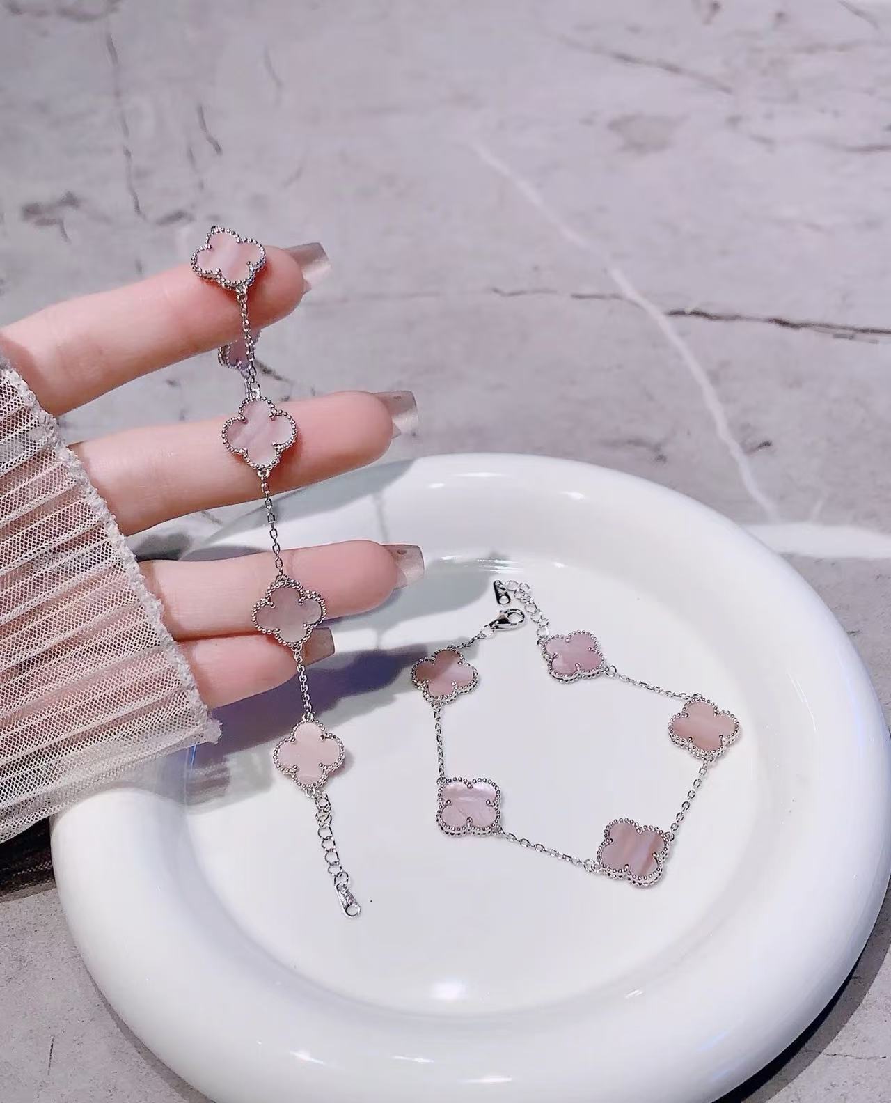 [Aura Jewels]Eternal jewelry]Light Pink Braided Bracelet