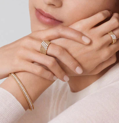 [Aura Jewels]Three-row diamond ring