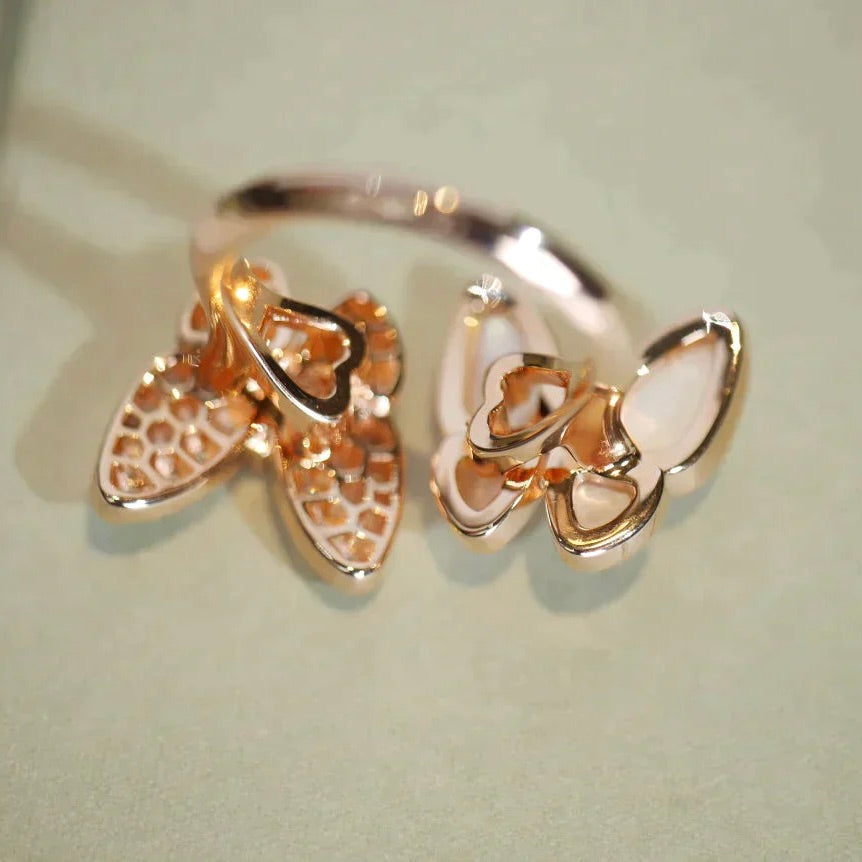 ¡®Aura Jewels¡¯TWIN BUTTERFLY DIAMOND MOP RING