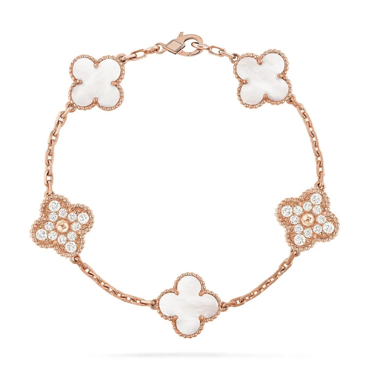 [Aura Jewels]New CLOVER WHITE PEARL MOP 5 MOTIF BRACELET COLLECTION