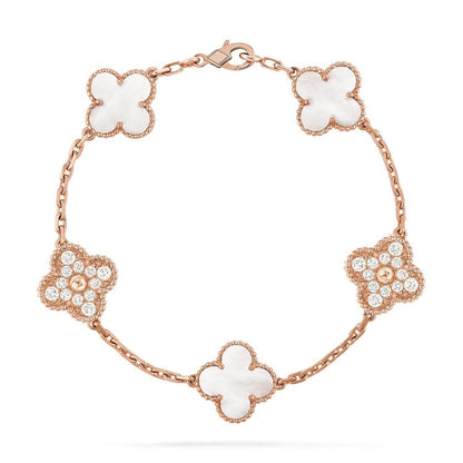 [Aura Jewels]New CLOVER WHITE PEARL MOP 5 MOTIF BRACELET COLLECTION