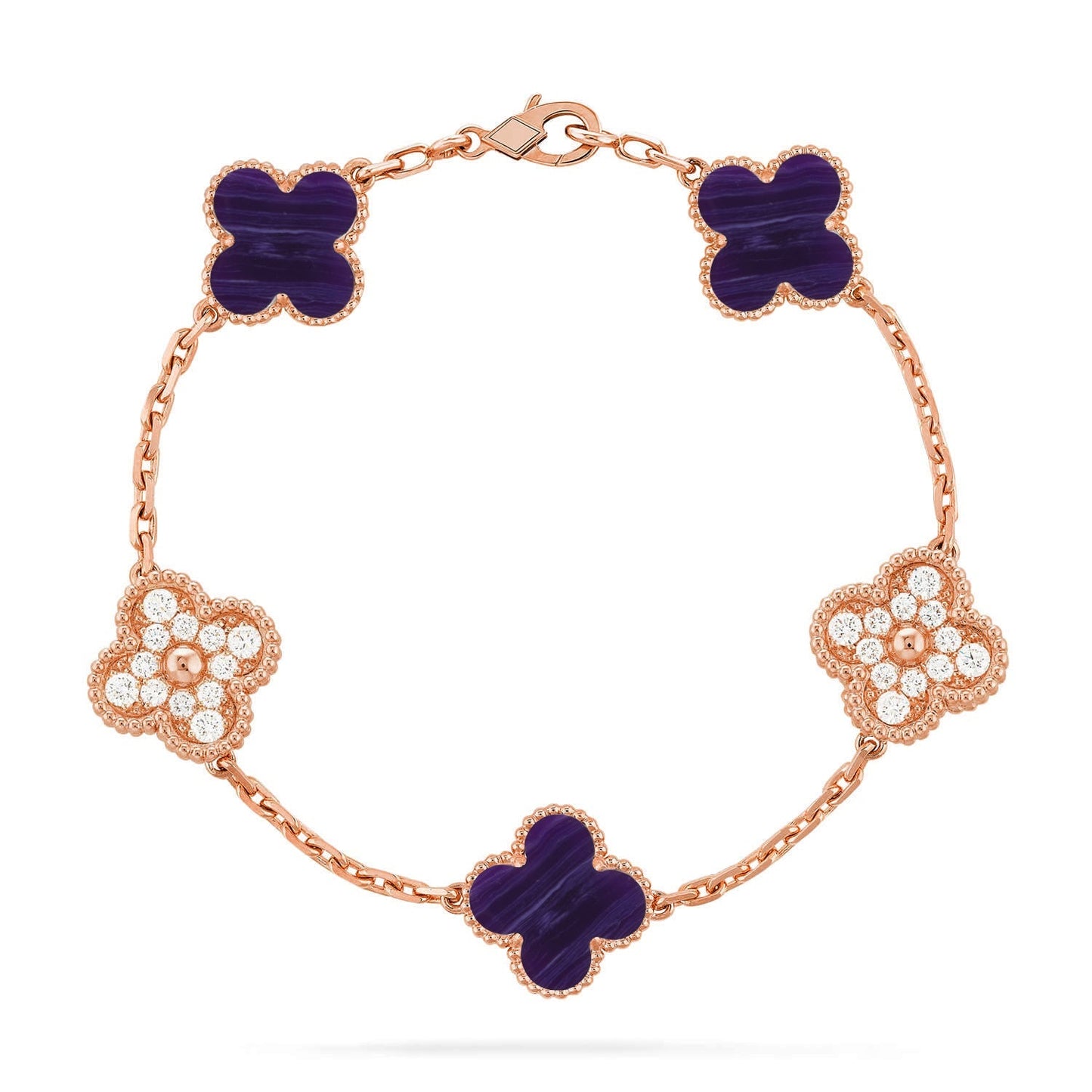 [Aura Jewels]New CLOVER 5 MOTIF PURPLE STRIPES BRACELET COLLECTION