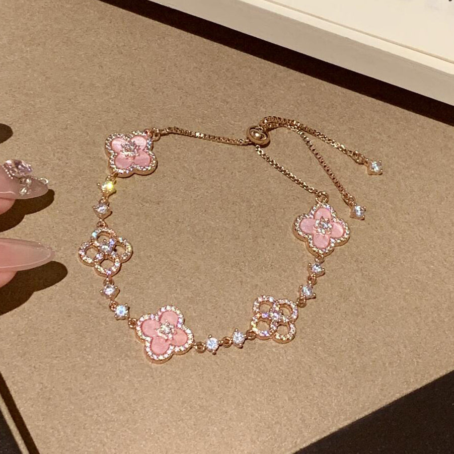 [Aura Jewels] CLOVER 5 MOTIF PINK BLUE RED WHITE BRACELET