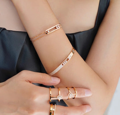 [Aura Jewels]Move Noa Rose Gold Pavé Diamond Bangle Bracelet