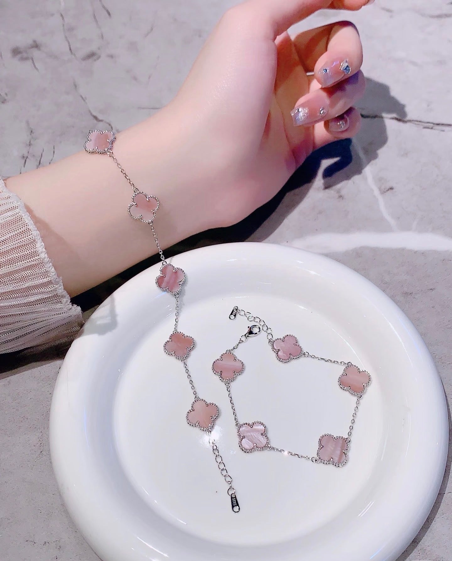 [Aura Jewels]Eternal jewelry]Light Pink Braided Bracelet