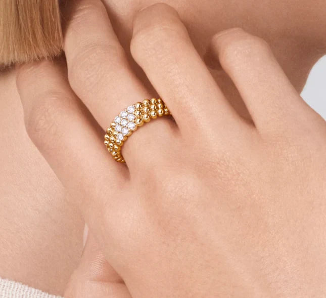 [Aura Jewels]Three-row diamond ring