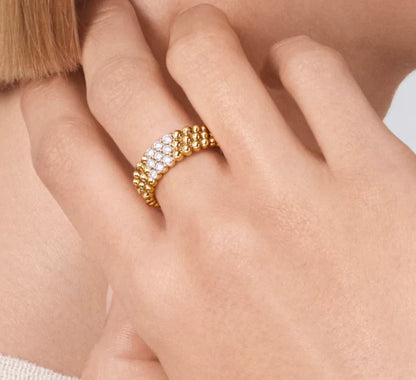 [Aura Jewels]Three-row diamond ring
