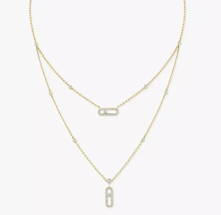 [Aura Jewels] MS Double-Circle Full-Diamond Necklace
