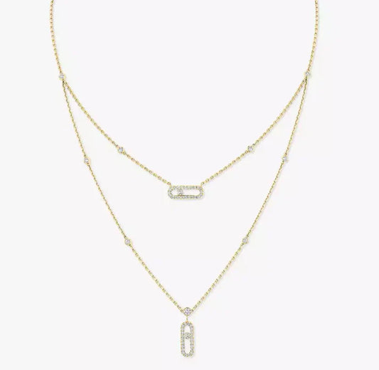 [Aura Jewels] MS Double-Circle Full-Diamond Necklace