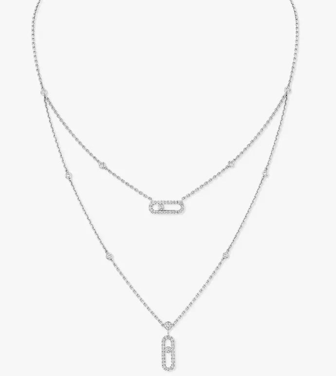 [Aura Jewels] MS Double-Circle Full-Diamond Necklace