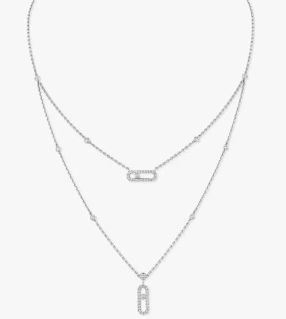 [Aura Jewels] MS Double-Circle Full-Diamond Necklace