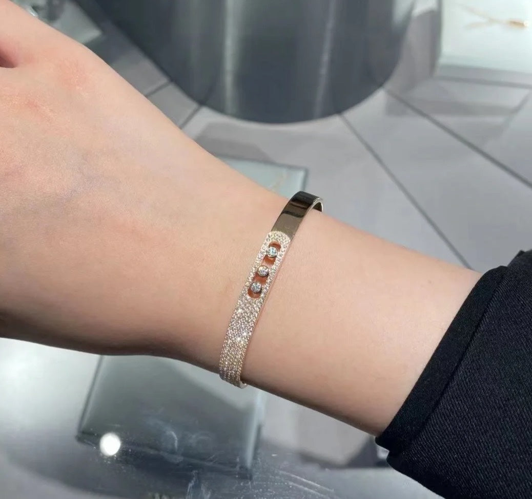 [Aura Jewels]Move Noa Rose Gold Pavé Diamond Bangle Bracelet