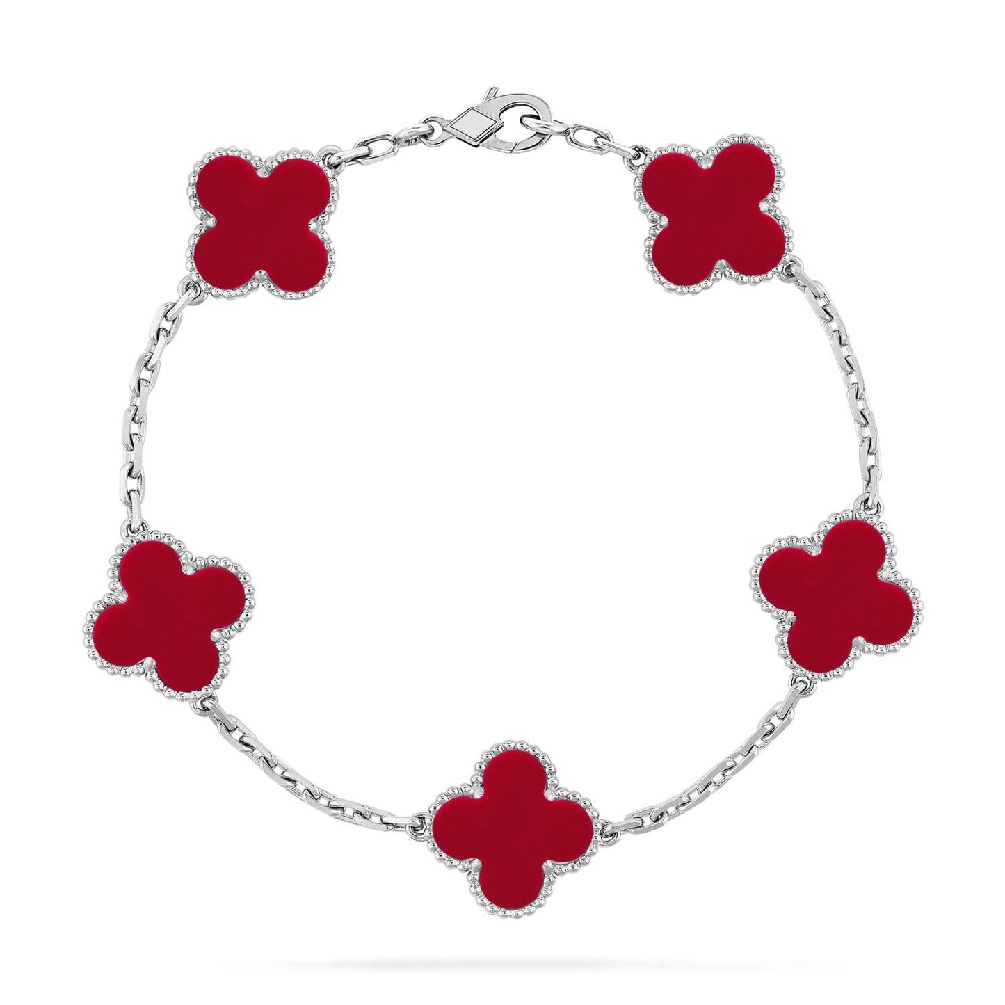[Aura Jewels]New  CLOVER 5 MOTIF RED CORNELIAN BRACELET COLLECTION