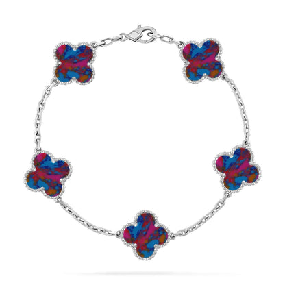 [Aura Jewels]New CLOVER 5 MOTIF COLOR GEMSTONES BRACELET COLLECTION