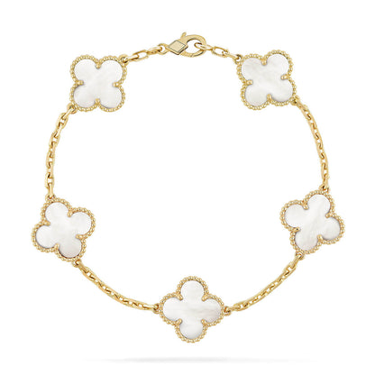 [Aura Jewels]New CLOVER WHITE PEARL MOP 5 MOTIF BRACELET COLLECTION