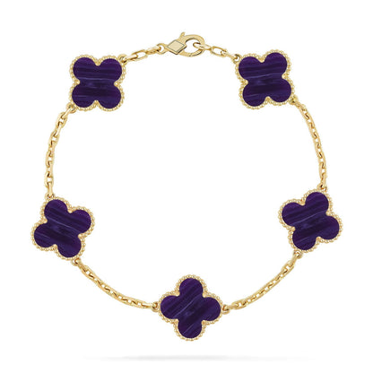 [Aura Jewels]New CLOVER 5 MOTIF PURPLE STRIPES BRACELET COLLECTION