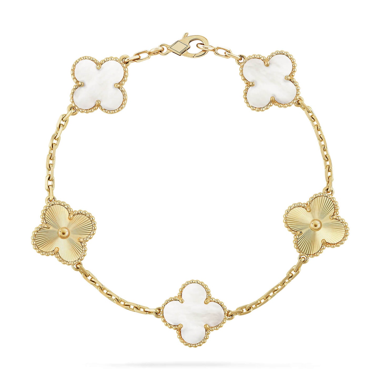 [Aura Jewels]New CLOVER WHITE PEARL MOP 5 MOTIF BRACELET COLLECTION