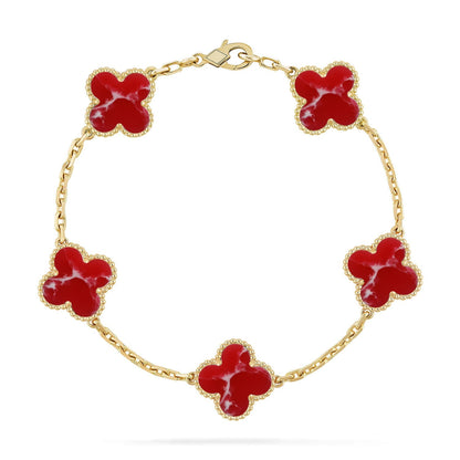 [Aura Jewels]New CLOVER 5 MOTIF RED PATTERN BRACELET COLLECTION