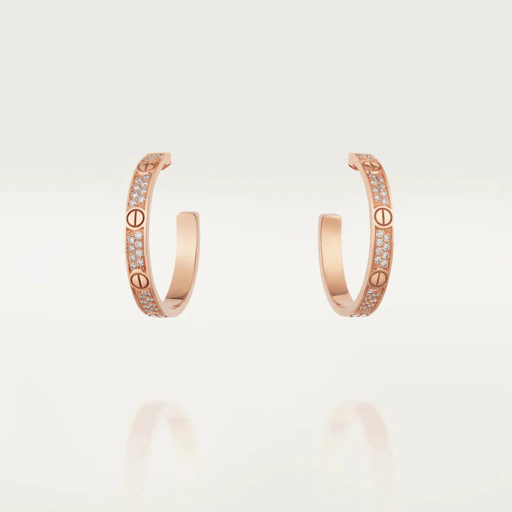 ¡®Aura Jewels¡¯LOVE DIAMOND PINK GOLD HOOP EARRINGS
