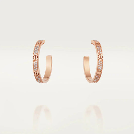 ¡®Aura Jewels¡¯LOVE DIAMOND PINK GOLD HOOP EARRINGS