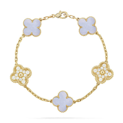 [Aura Jewels]New  CLOVER 5 MOTIF PURPLE CHALCEDONY BRACELET COLLECTION