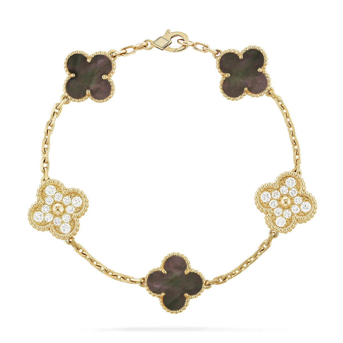 [Aura Jewels]New CLOVER 5 MOTIF GRAY MOP BRACELET COLLECTION