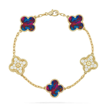 [Aura Jewels]New CLOVER 5 MOTIF COLOR GEMSTONES BRACELET COLLECTION