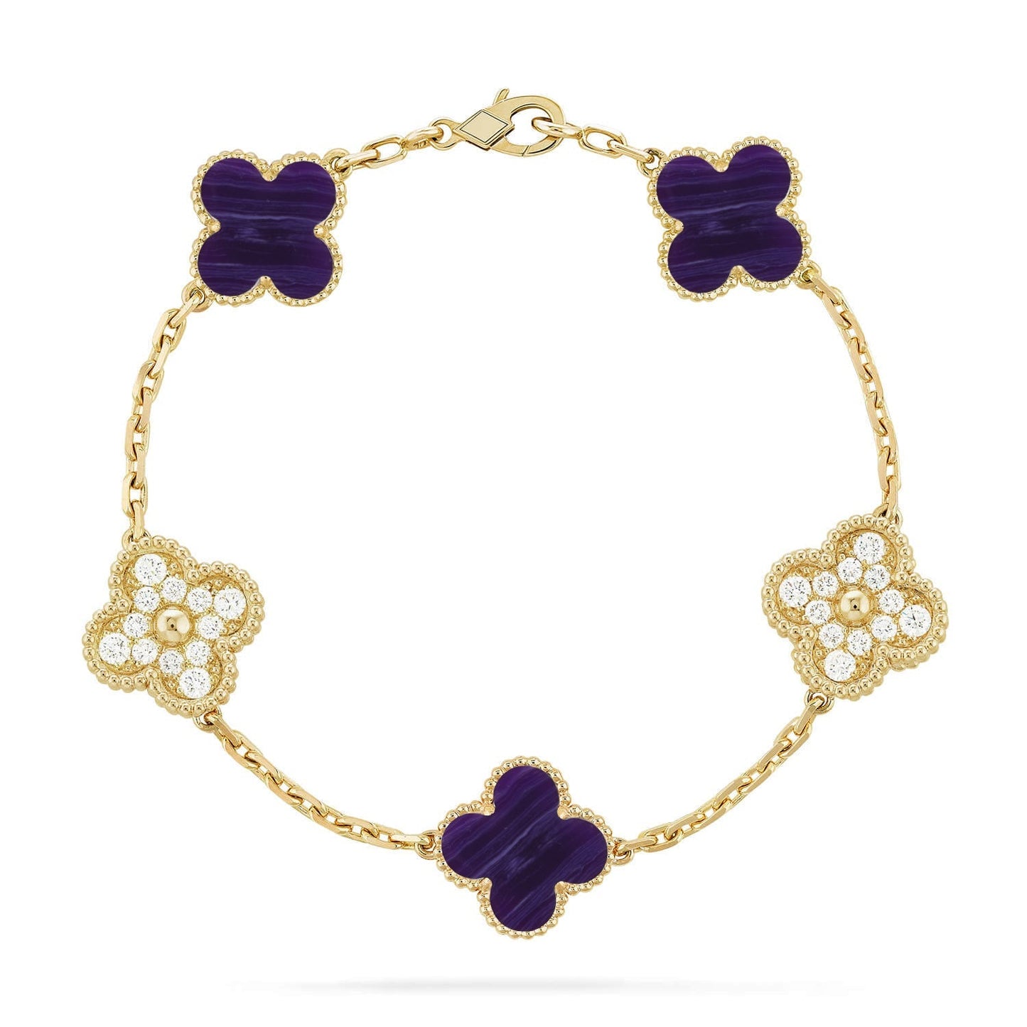 [Aura Jewels]New CLOVER 5 MOTIF PURPLE STRIPES BRACELET COLLECTION